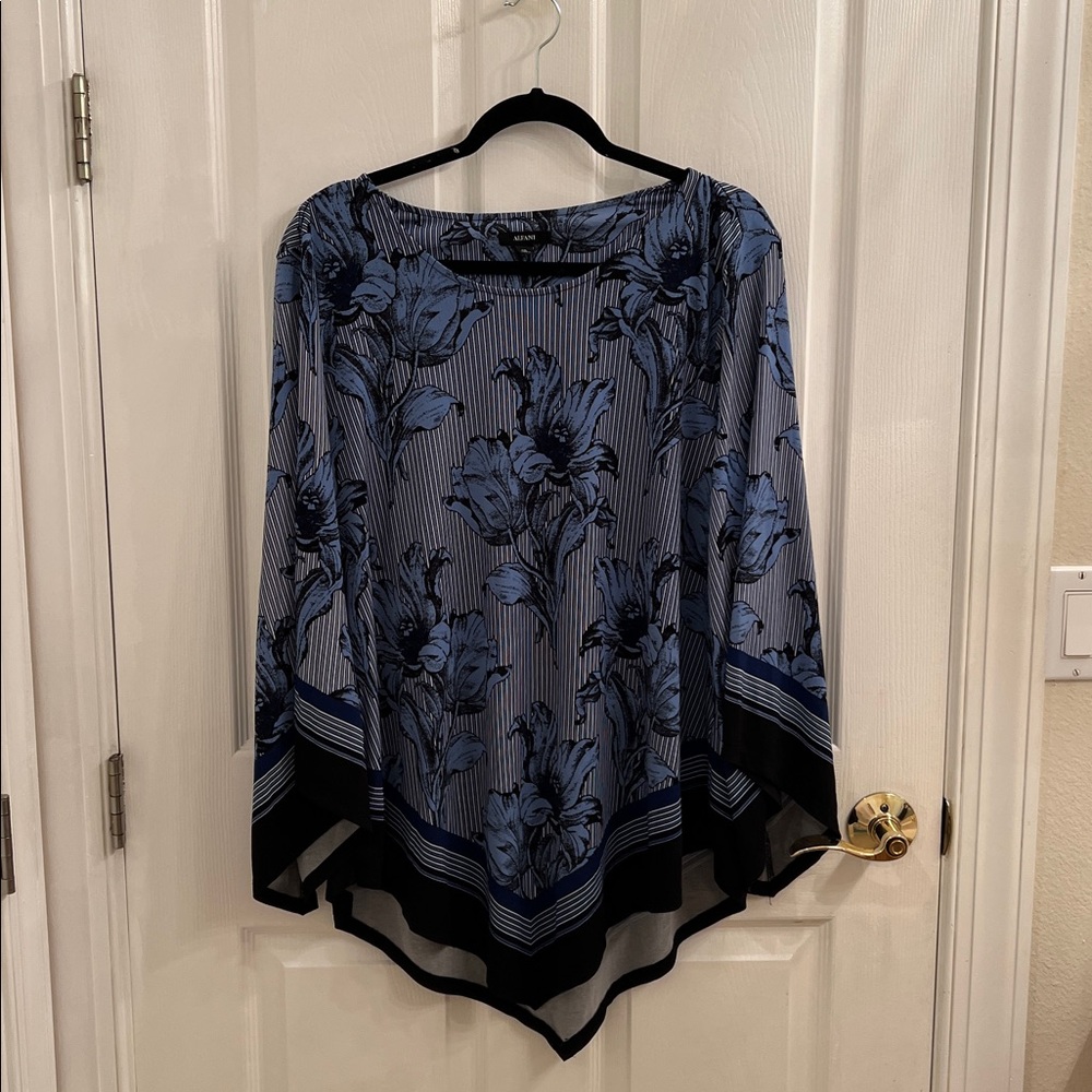 Alfani Blue Floral Blouse